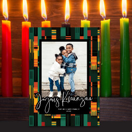 Cartão De Festividades Joyous Kwanzaa Modern Script Kente Cloth Foto