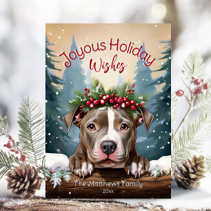 Cartão De Festividades Joyous Wish Winter Wonderland American Pit Bull