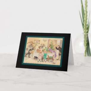 Cartão De Festividades Jul Goat at the Christmas Table