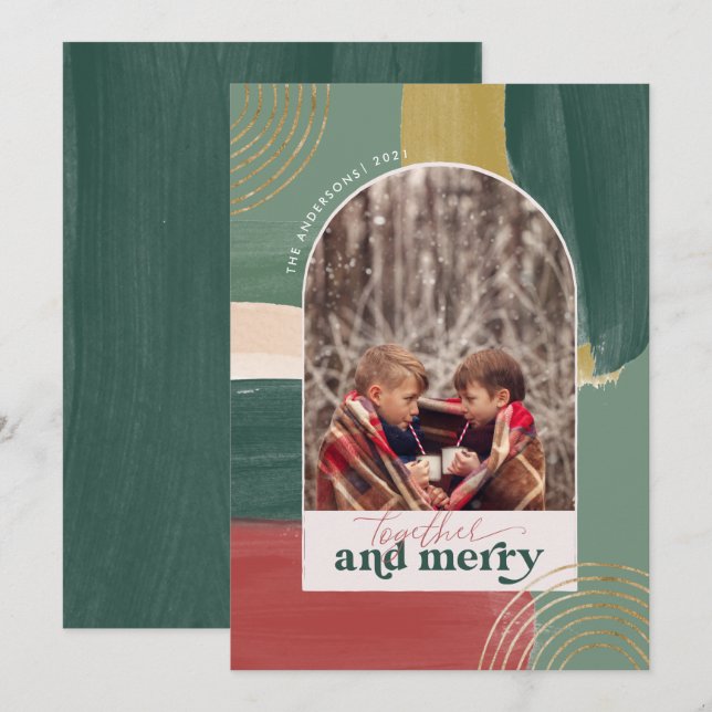 Cartão De Festividades Juntos e Feliz | Ficheiro de Fotografias Natal Mod (Frente/Verso)