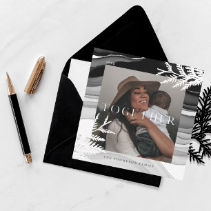 Cartão De Festividades Juntos Foto de Natal Japandi moderna e mínima