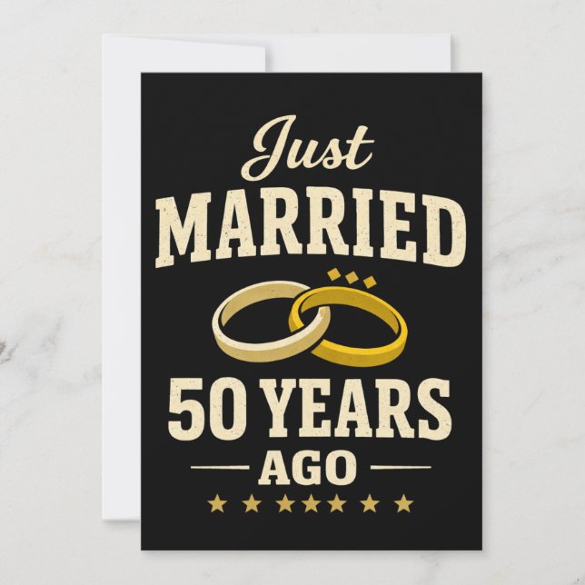 Cartão De Festividades Just Married 50 Years Ago Celebration golden card (Frente)