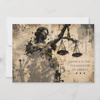 Cartão De Festividades Justiça É A Fundação Da Liberdade Senhora Justiça