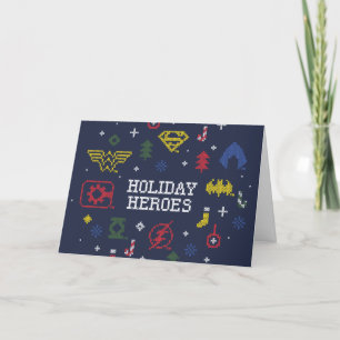 Cartão De Festividades Justice League "Holiday Heroes" Faux Cross-Stitch