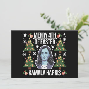 Cartão De Festividades Kamala Harris Natal Papai Noel Alegre 4º De Páscoa