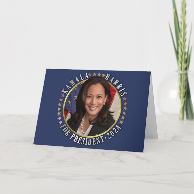 Cartão De Festividades Kamala Harris para Presidente 2024 Foto Democrata (Frente)