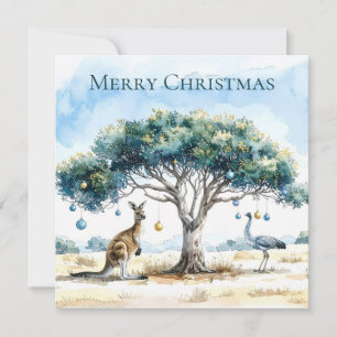 Cartão De Festividades Kangaroo e Emu Christmas Gumtree Baubles