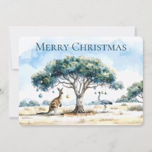 Cartão De Festividades Kangaroo e Emu Christmas Gumtree Baubles