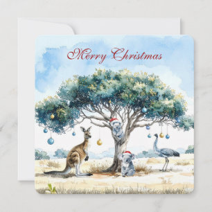 Cartão De Festividades Kangaroo Koalas Emu Christmas Gumtree Baubles