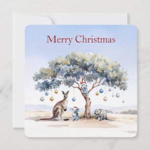 Cartão De Festividades Kangaroo Koalas Platypus Christmas Gumtree Baubles