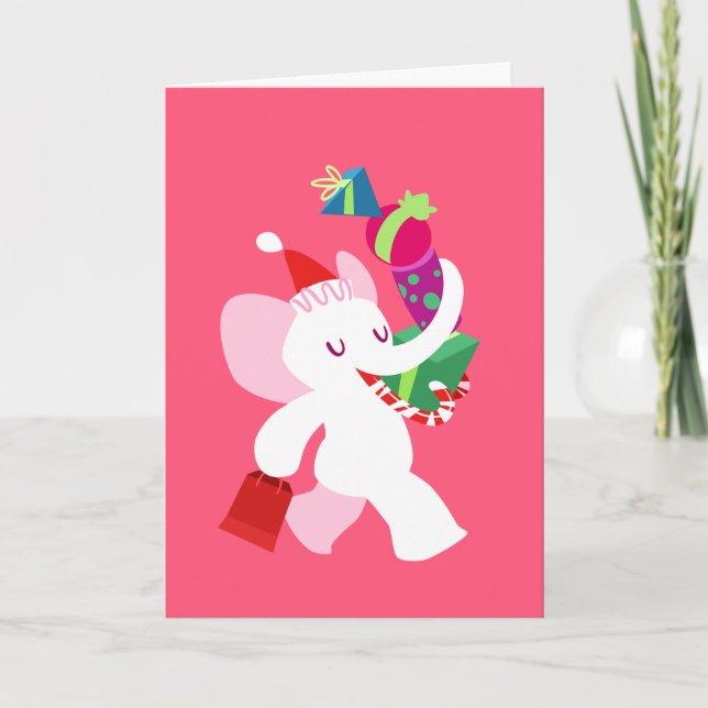 Cartão De Festividades Kawaii Cartoon X-mas White Elephant (Frente)