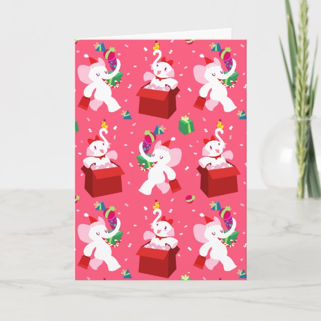 Cartão De Festividades Kawaii Cartoon X-mas White Elephant (Frente)