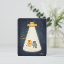 Cartão De Festividades Kawaii Cat UFO Valentine Card for Loved Partners