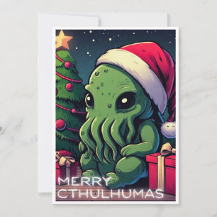 Cartão De Festividades Kawaii Cthulhu Natal - Feliz Cthulhumas