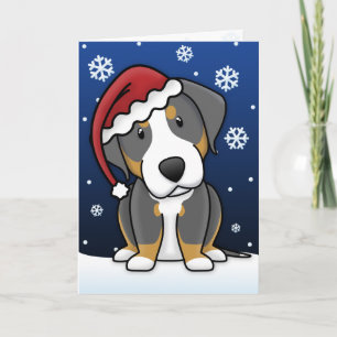 Cartão De Festividades Kawaii Greater Swiss Mountain Dog Christmas Card