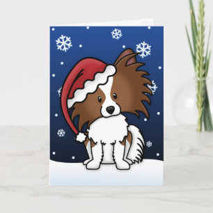 Cartão De Festividades Kawaii Papillon Christmas Card