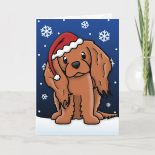 Cartão De Festividades Kawaii Ruby Cavalier Spaniel Christmas Card