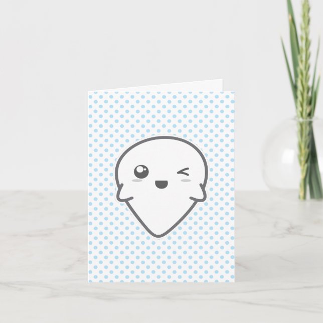 Cartão De Festividades Kawaii Winking Ghost Note Card (Frente)