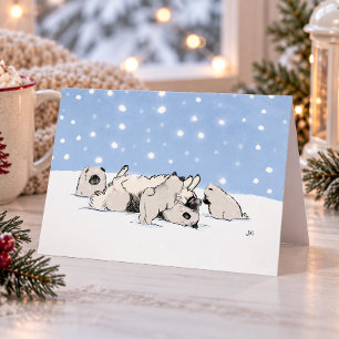 Cartão De Festividades Keesies na Neve   Keeshond Natal Personalizado