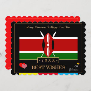 Cartão De Festividades Kenyan Flag & Happy New Year/Best Wishes Kenya