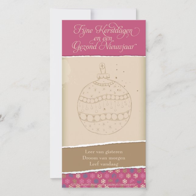 Cartão De Festividades Kerstkaart encontrou kerstbal (Frente)