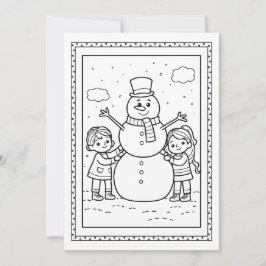 Cartão De Festividades Kids Christmas Snowman Coloring Flat Note Card