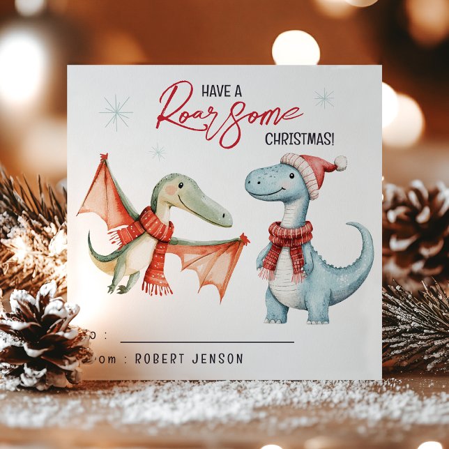 Cartão De Festividades Kids Classroom Dinosaur Roarsome Christmas Holiday (Criador carregado)