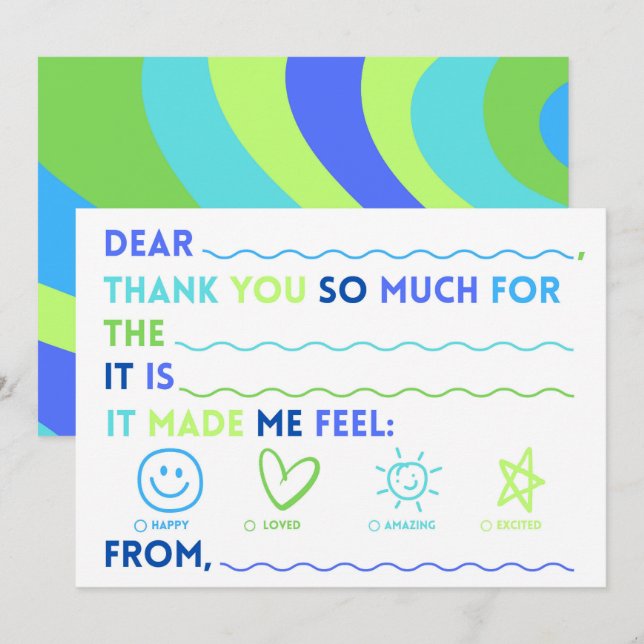 Cartão De Festividades Kids Classroom Thank You Cards | Fill In The Blank (Frente/Verso)