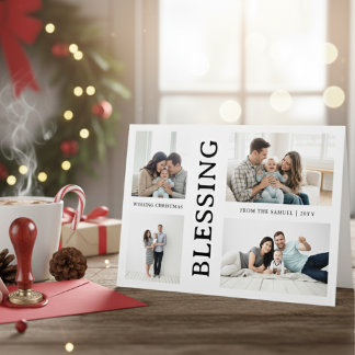 Cartão De Festividades Kid's First Christmas Family Photo Script