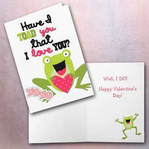 Cartão De Festividades Kids Valentine Frog Card