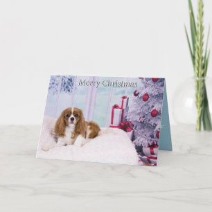 Cartão De Festividades King Charles Spaniel por carta de árvore do Natal