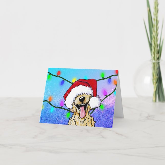Cartão De Festividades KiniArt Natal Goldendoodle (Frente)