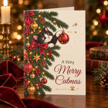 Kitten de Natal Vintage Feliz Catmas