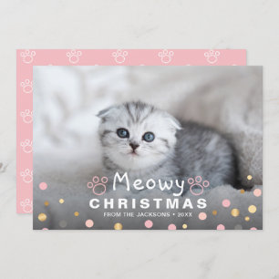 Cartão De Festividades Kitten Meowy Christmas Pet Cat Paws Foto