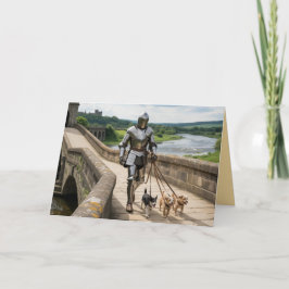 Cartão De Festividades Knight Walkin' the Dog Card