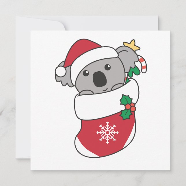 Cartão De Festividades Koala Christmas Snow Winter Animais Koalas (Frente)