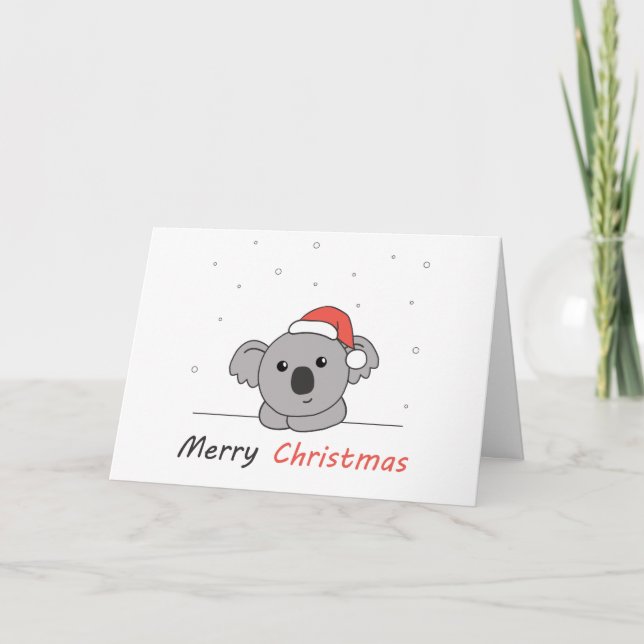 Cartão De Festividades Koala Christmas Snow Winter Animals Koalas Coffee  (Frente)