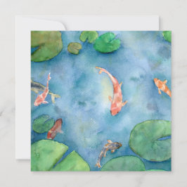 Cartão De Festividades Koi Fish Pond watercolor