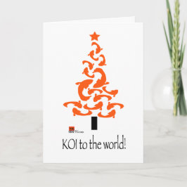 Cartão De Festividades KOI (peixe) para a árvore de Natal do mundo, branc