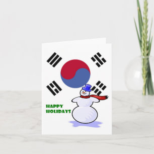 Cartão De Festividades Korean Flag Snowman Holiday Greeting Cards