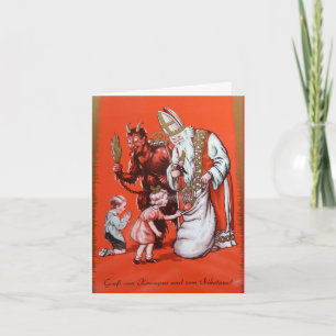 Cartão De Festividades Krampus and St. Nicholas Card