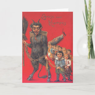 Cartão De Festividades Krampus com crianças ruins