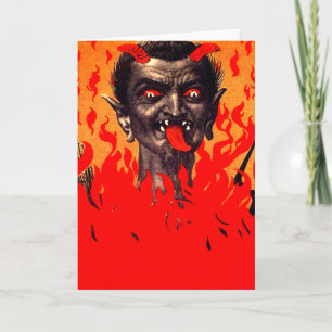 Cartão De Festividades Krampus Emergindo Do Inferno