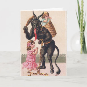 Cartão De Festividades Krampus Kidnaps Crianças Vintage Natal