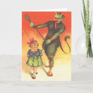 Cartão De Festividades Krampus Punindo Criança