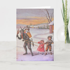 Cartão De Festividades Krampus Roubando Brinquedos e Crianças