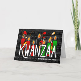 Cartão De Festividades Kwanzaa Afro-Americano Dancers Kinara Candles