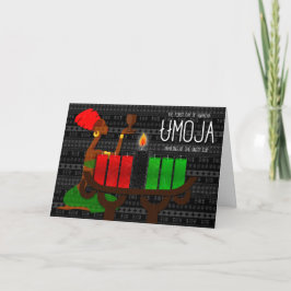 Cartão De Festividades Kwanzaa Dia 1 Une a Luz da Vela Negra