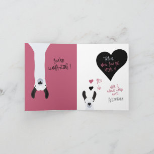 Cartão De Festividades Lã Bonita Você É Minha? Llama Love + Namorados Car