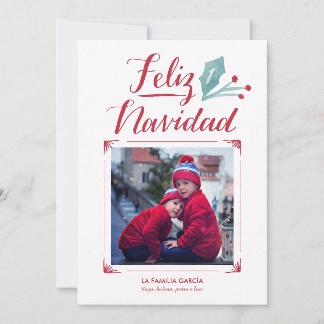 Cartão De Festividades La Caligrafía | Feliz Navidad de Acuarela y (Frente)